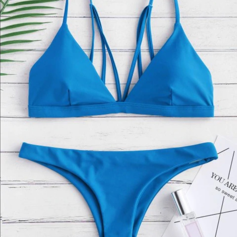 ZAFUL cobalt blue strappy back bathing suit